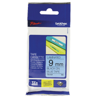 Original Brother PTouch Tape Black on Blue TZ521