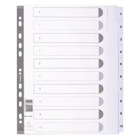 Guildhall Exacompta Index 1-10 A4 Extra Wide 160gsm Card White with White Mylar Tabs - MWD1-10Z-EW