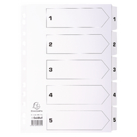 Guildhall Exacompta Index 1-5 A4 160gsm Card White with White Mylar Tabs - MWD1-5Z