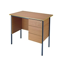 5 Star Modara Rectangular Desk with 3 Drawer Fixed Pedestal 1200x750x730mm Beech KF838373