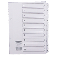 Concord A5 Index 1-10 Board Clear Tabs