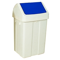 Swing Top Bin 50 Ltr White/Blue Lid